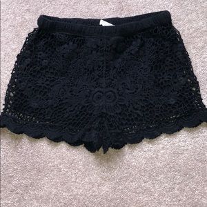 LA Hearts Crochet Black Shorts